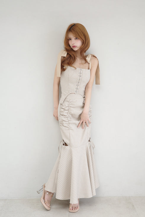 ハウンドチェックコルセットセットアップ