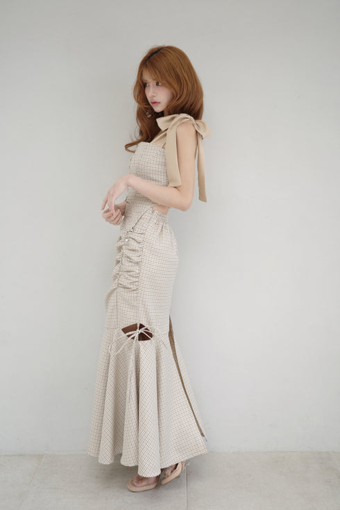 ハウンドチェックコルセットセットアップ