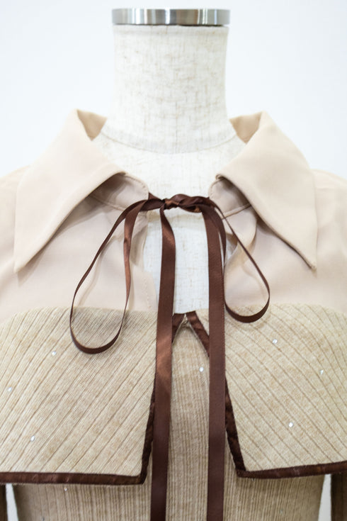 ビジュープレッピーカットショルダーワンピース