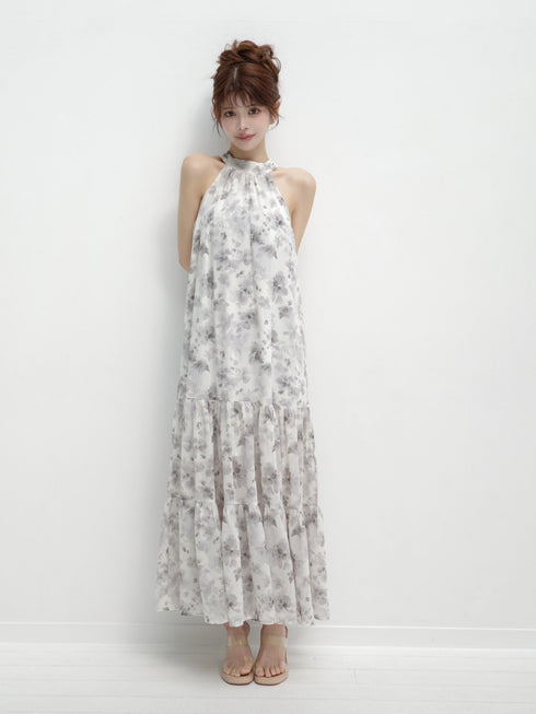 ホルターネックフレグランスマキシワンピース