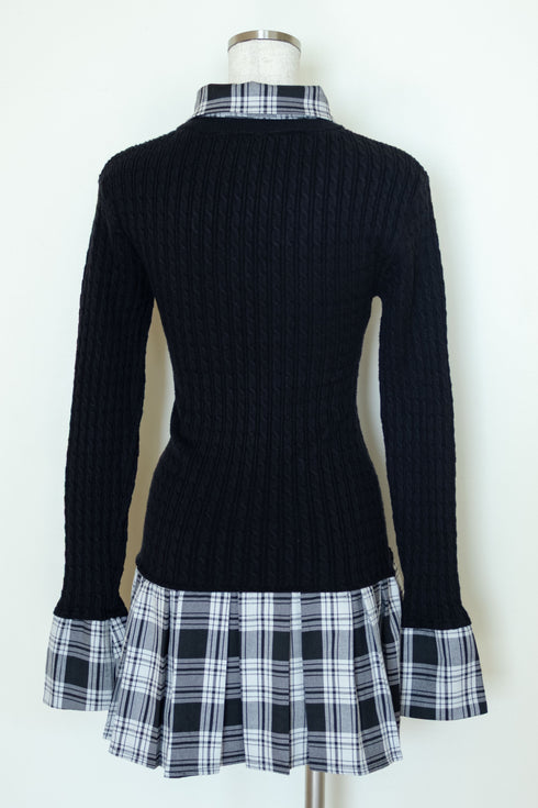 カービーニットチェックドッキングワンピース