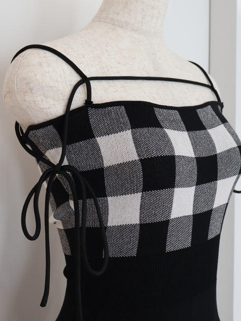 Gingham Check String Core Dress