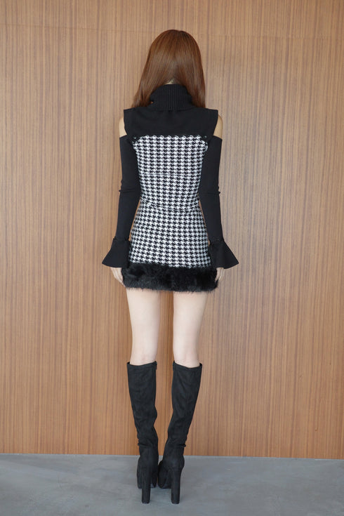 2wayハウンドトゥースファーミニワンピース