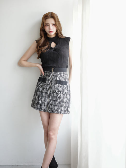 Aラインミックスツイードジップスカート