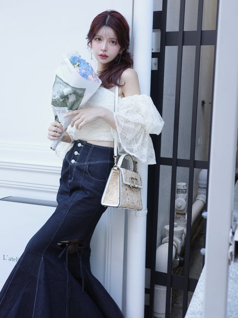 チェックチュールトップス