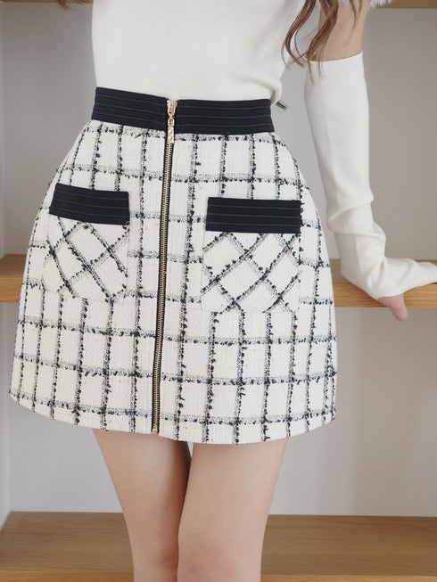 Étoile Check tweedジップスカート
