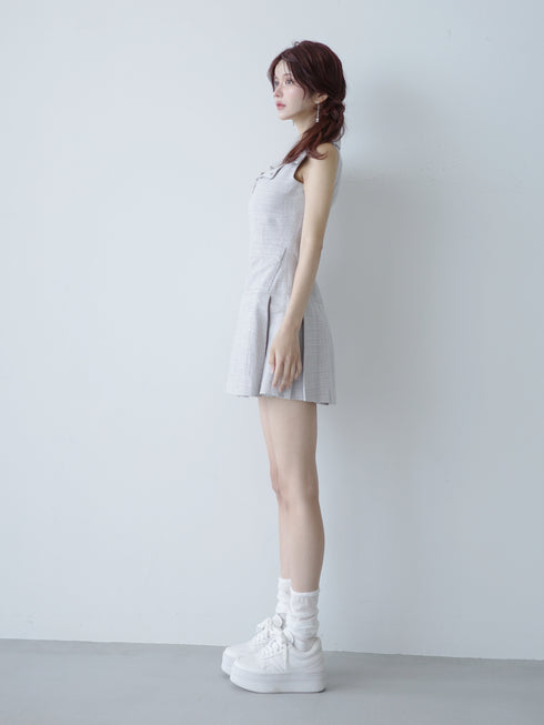 シャイニーツイードジップワンピース