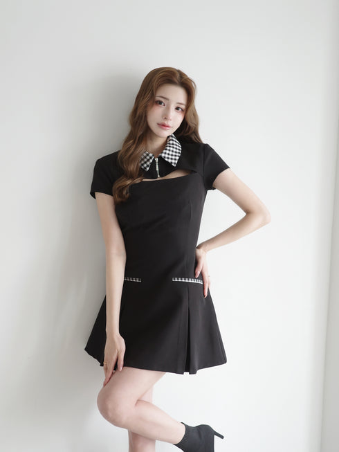 ギンガムドッキングAラインワンピース