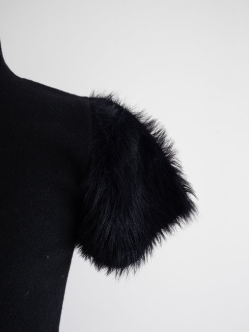 ファーショルダーニットトップス