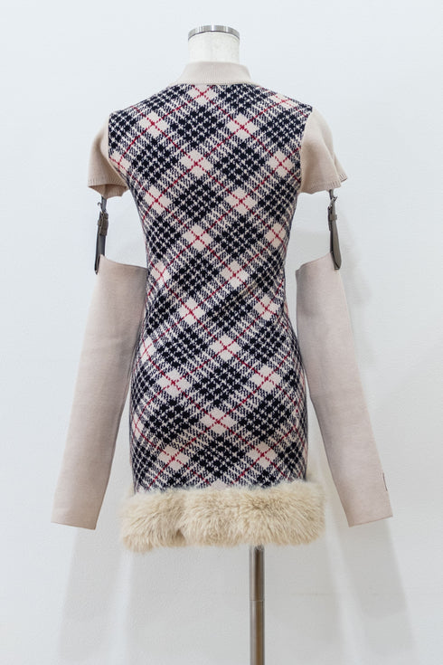 ベルテッドプレイドファーミニワンピース