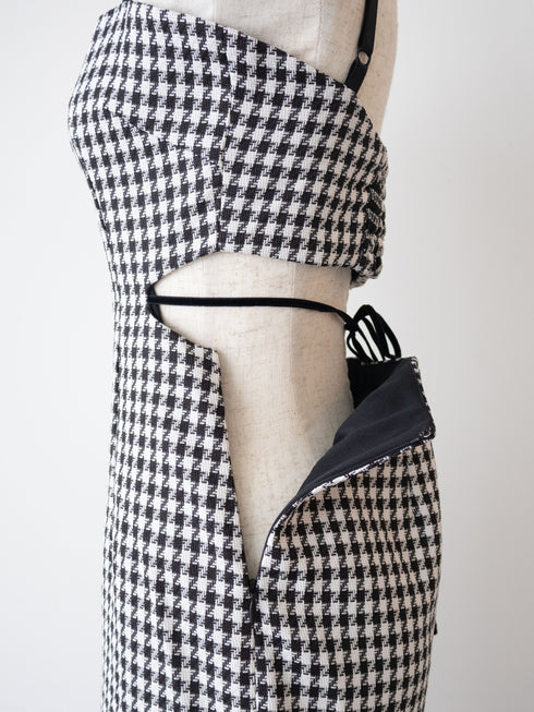 Back open houndstooth ensemble