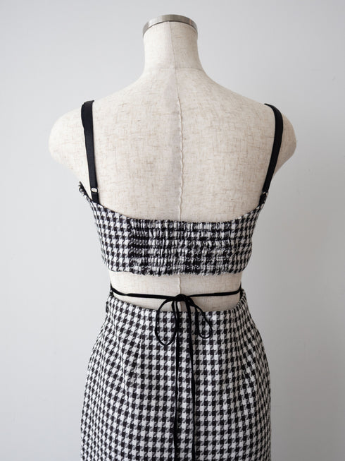 Back open houndstooth ensemble