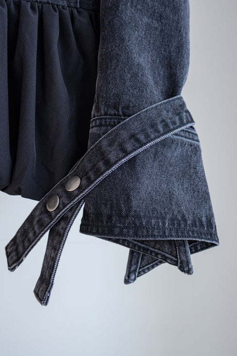 オフショルデニムバルーンワンピース