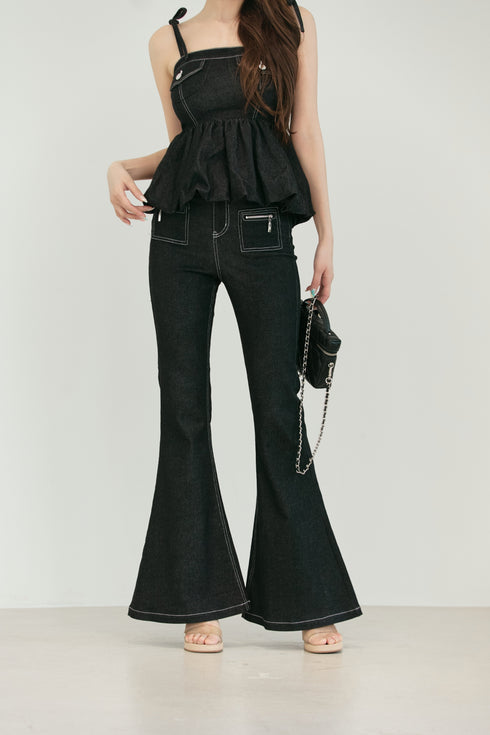 デニムバルーンビスチェトップス