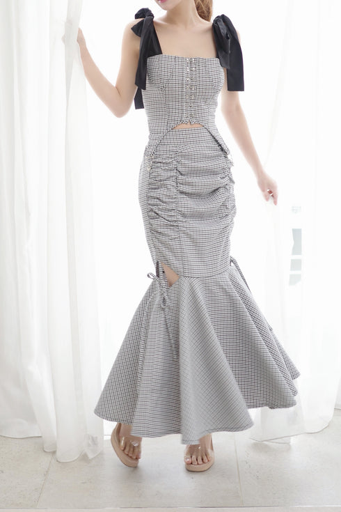 ハウンドチェックコルセットセットアップ