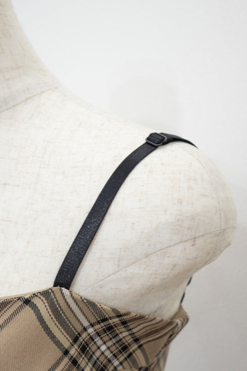 プレイドファースリーブカーディガンアンサンブル