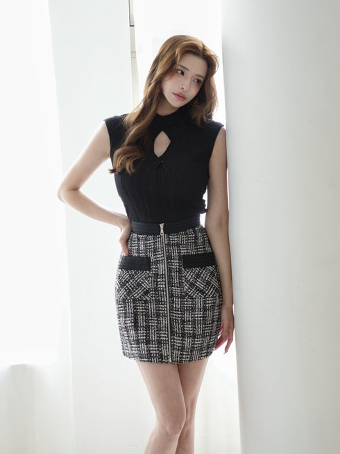 Aラインミックスツイードジップスカート