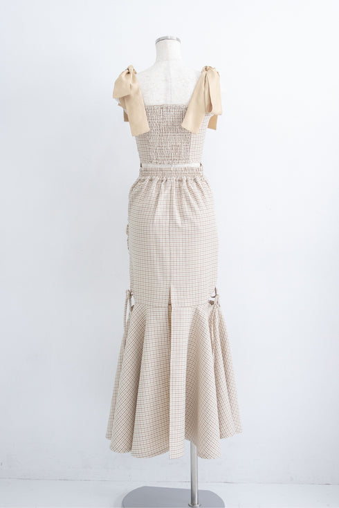 ハウンドチェックコルセットセットアップ