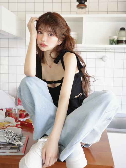 2wayストリングコアニットトップス