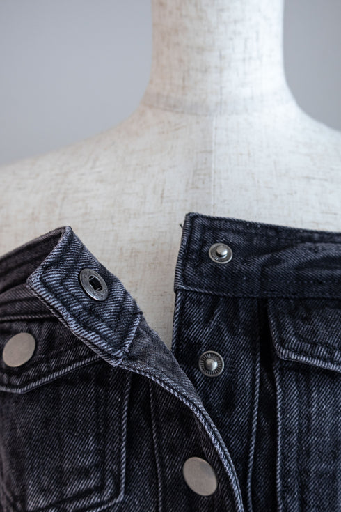 オフショルデニムバルーンワンピース