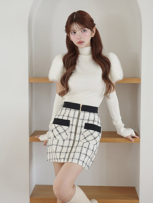 Étoile Check tweedジップスカート