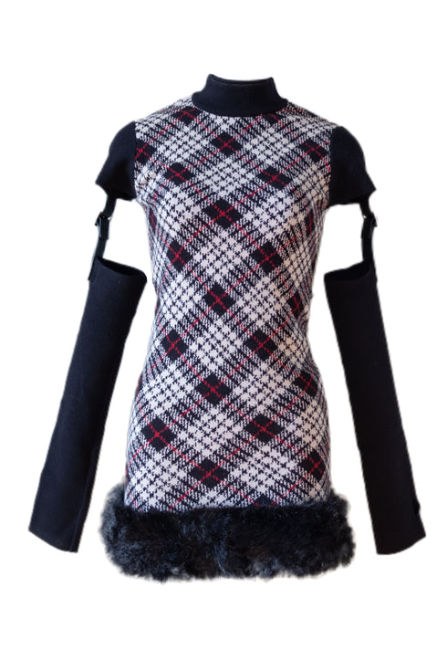 ベルテッドプレイドファーミニワンピース