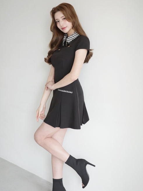 ギンガムドッキングAラインワンピース