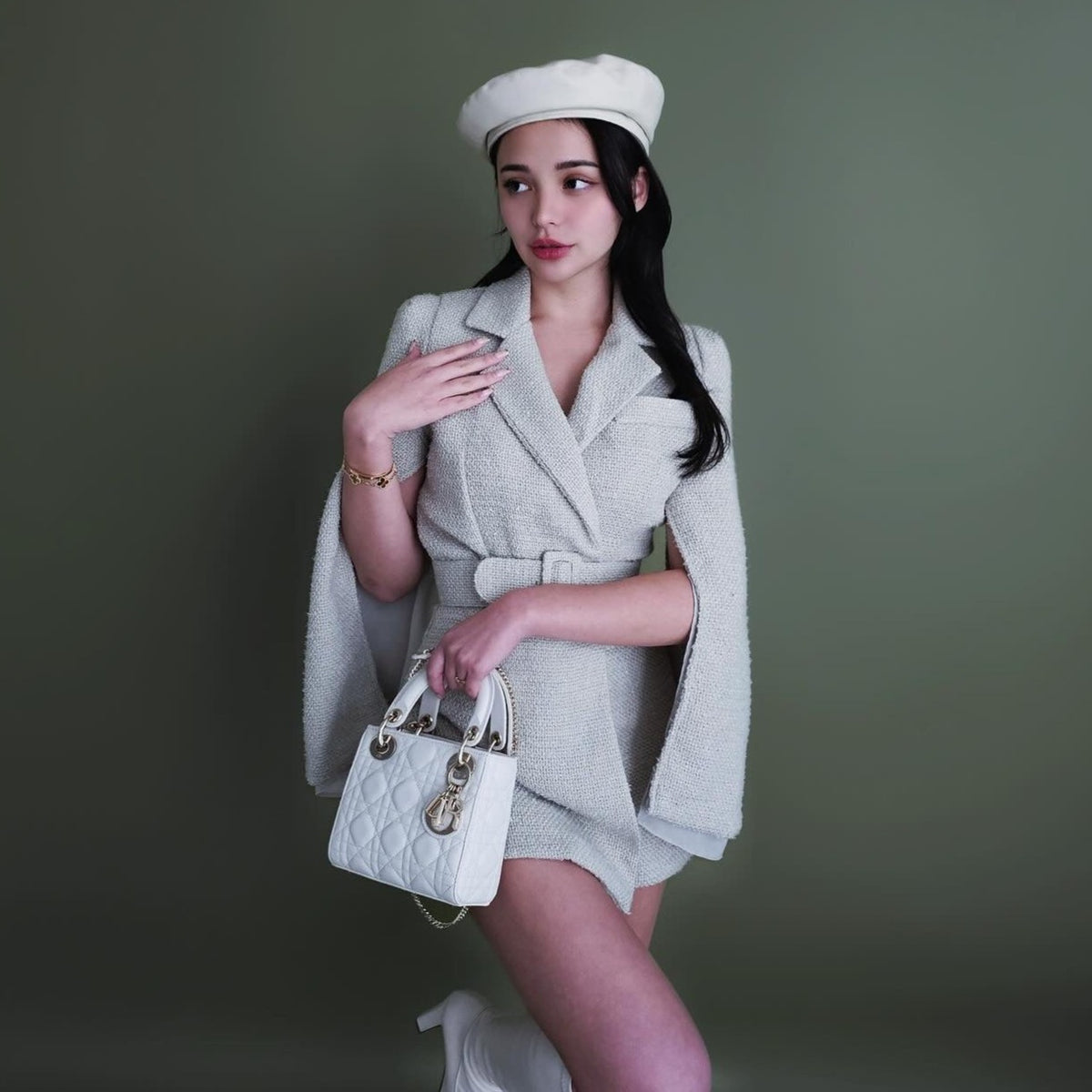 Randy スリーブスリットウールコンビネゾン