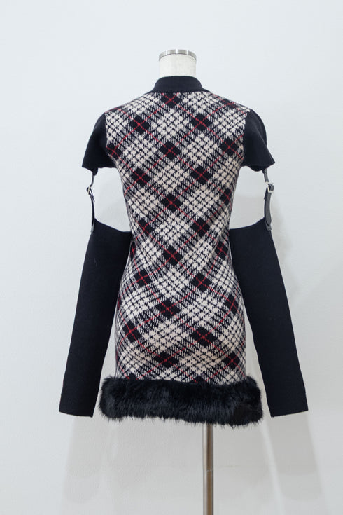 ベルテッドプレイドファーミニワンピース