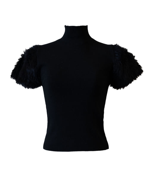 ファーショルダーニットトップス