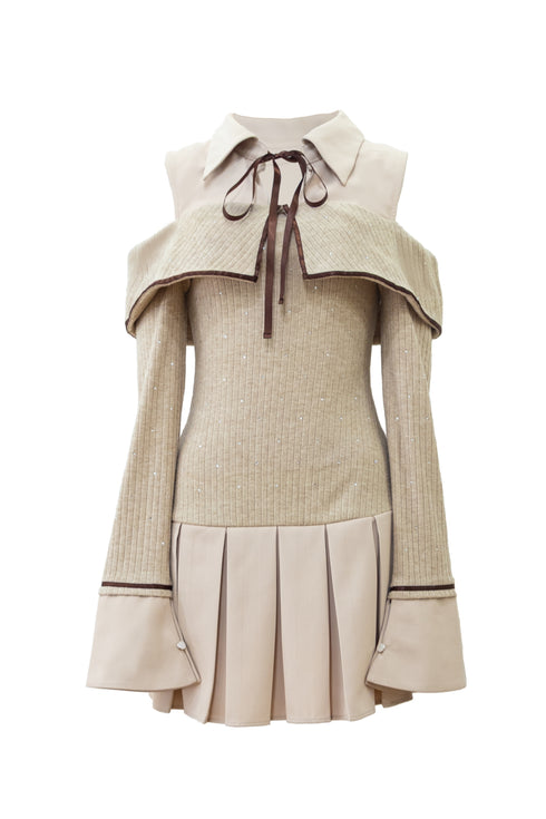 ビジュープレッピーカットショルダーワンピース