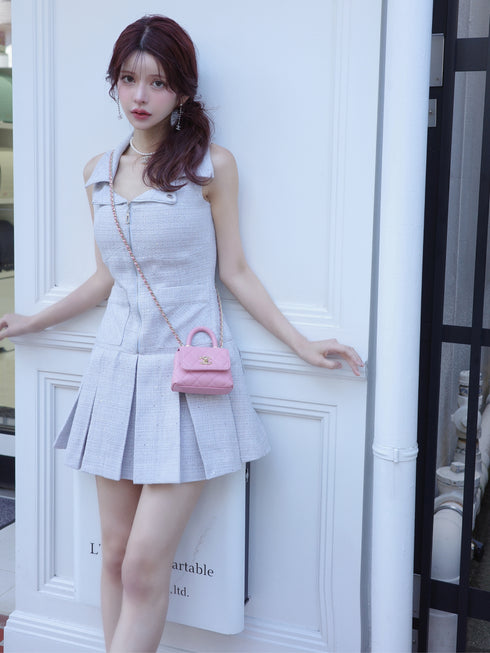 シャイニーツイードジップワンピース