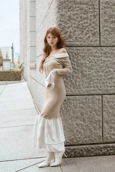 シャツドッキングストリングコアロングワンピース