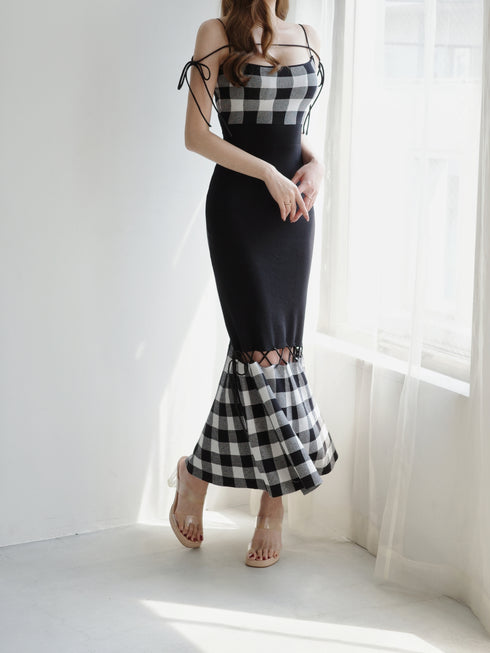 Gingham Check String Core Dress