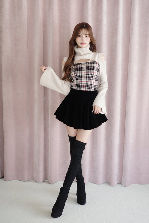 ストレッチスウェードプラットフォームニーハイブーツ