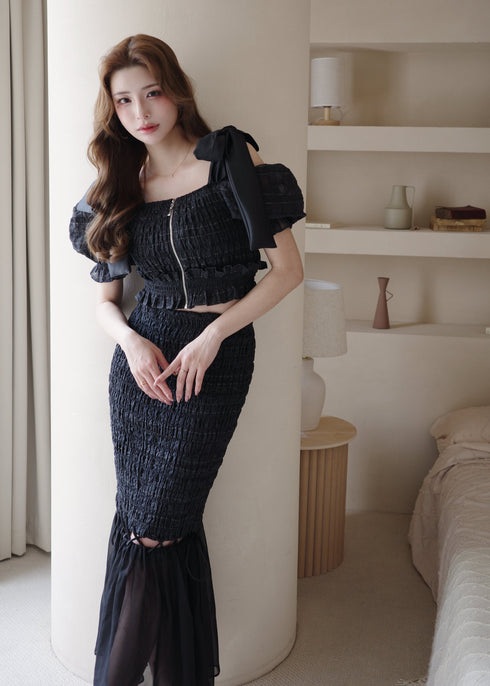 ストリングコアオフショルシャーリングセットアップ