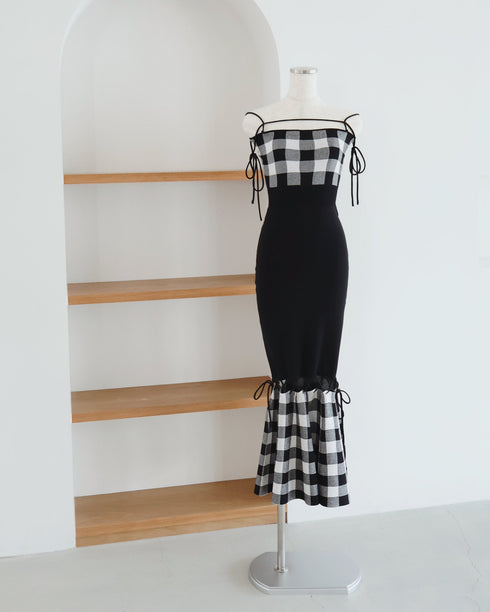 Gingham Check String Core Dress