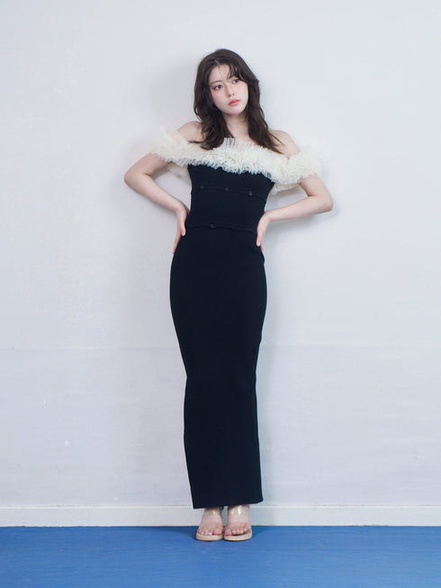 2wayチュールニットワンピース