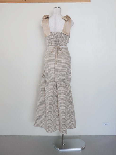 バックオープンハウンドチェックワンピース