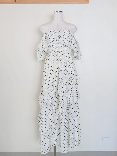 ランダムドットティアードマーメイドワンピース