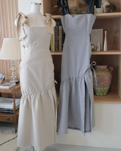 バックオープンハウンドチェックワンピース
