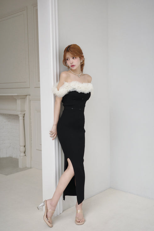 2wayチュールニットワンピース