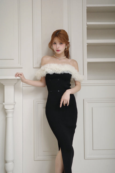 2wayチュールニットワンピース