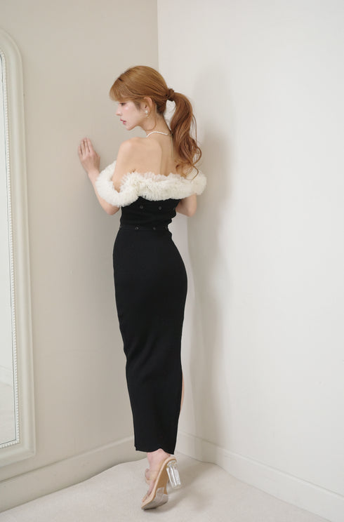 2wayチュールニットワンピース