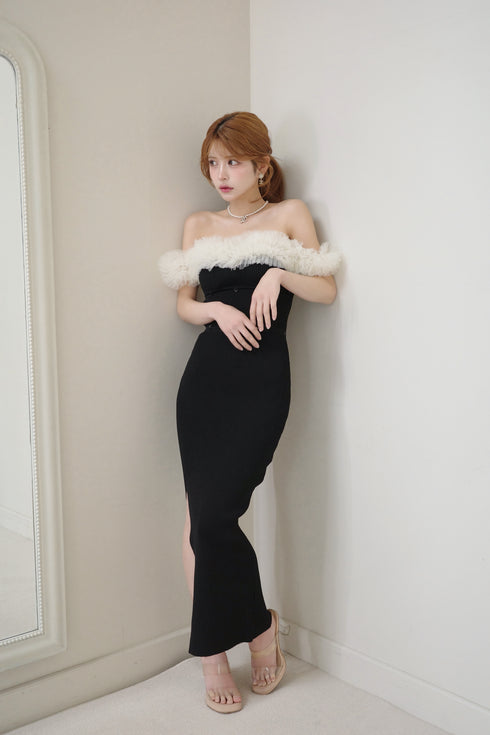 2wayチュールニットワンピース