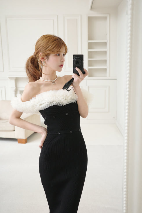 2wayチュールニットワンピース