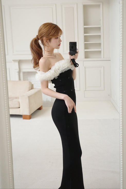 2wayチュールニットワンピース