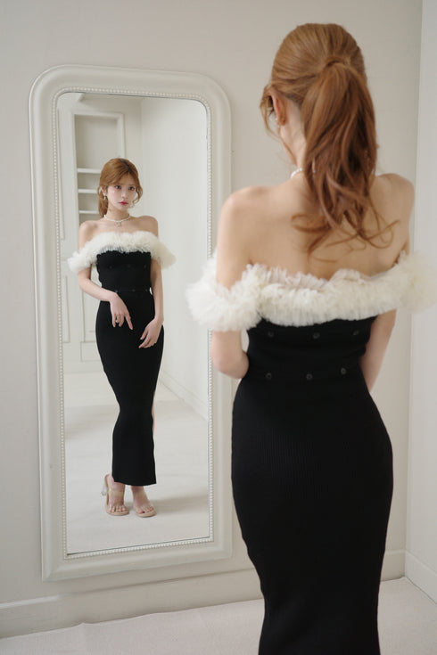 2wayチュールニットワンピース