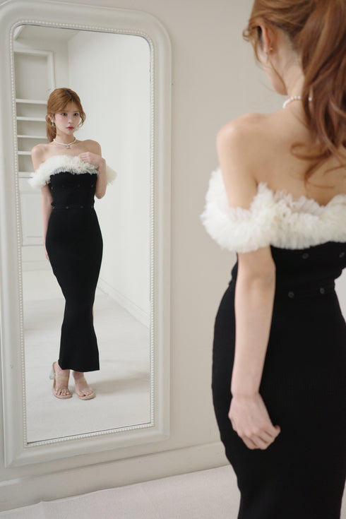 2wayチュールニットワンピース