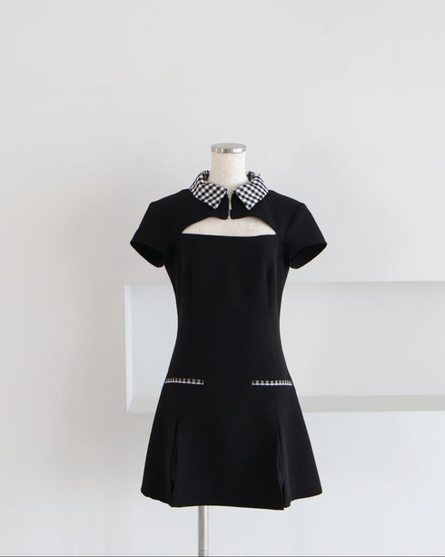 ギンガムドッキングAラインワンピース